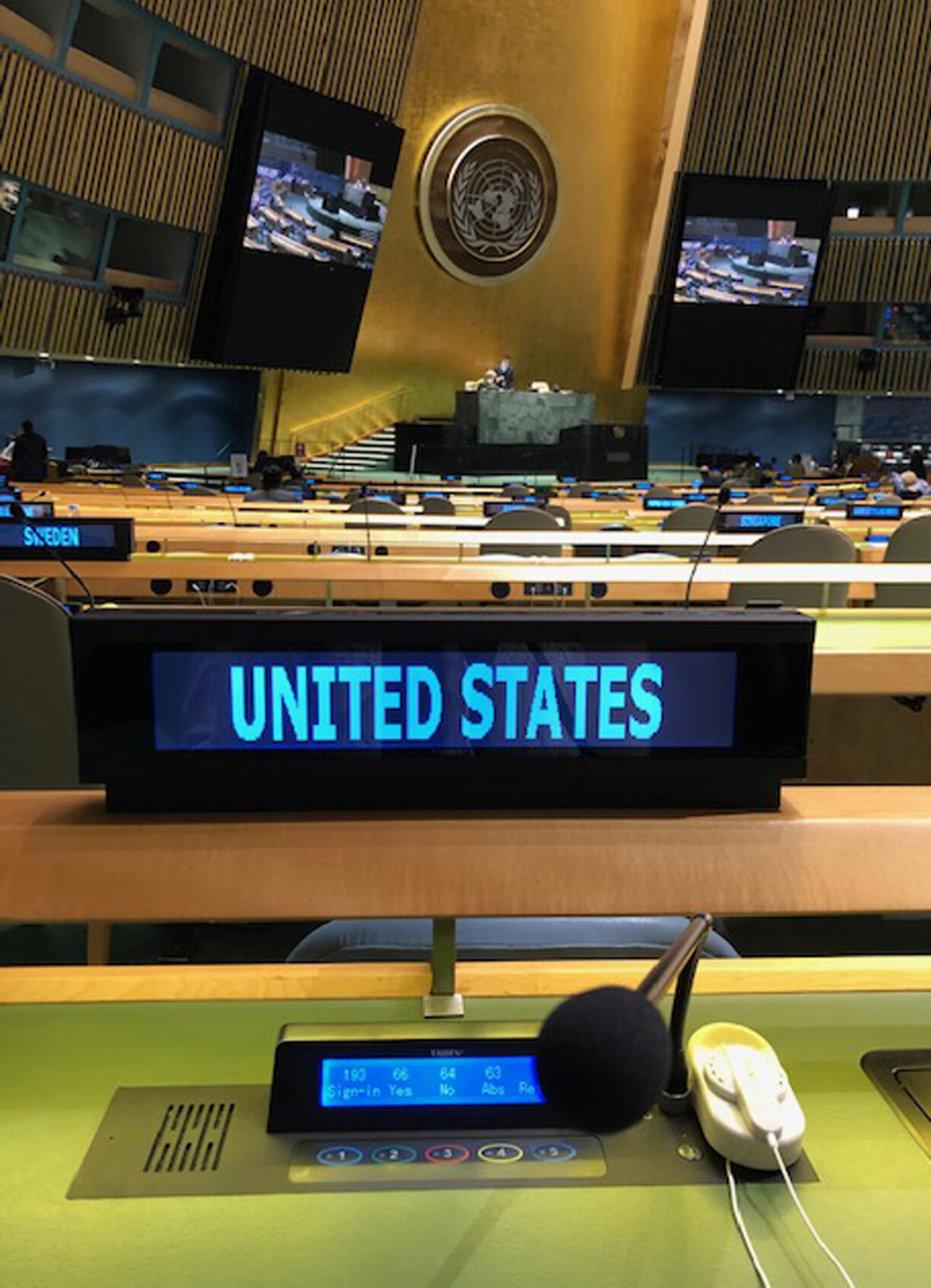 View from U.S. delegate seat at the United Nations